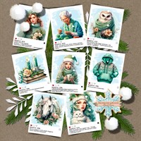 Набор открыток Новогодних типа Инста бирюзовые, 8шт