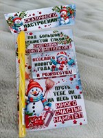 Подарочный набор (открытка, шоколадка, ручка) со Снеговиком